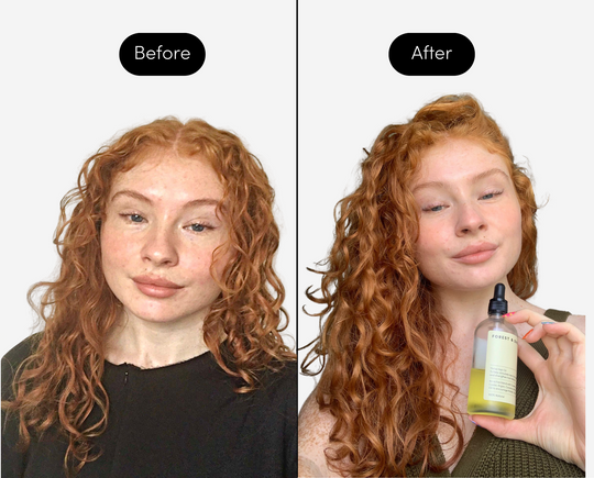 Curly ginger hair before and after of stronger longer hair growth 